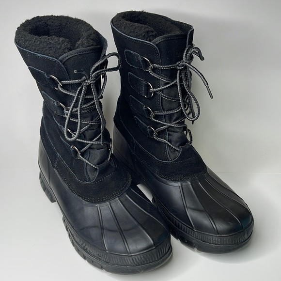 Lands' End Other - Lands' End Men’s Expedition Black Snow Boots Suede Size 12D 487501